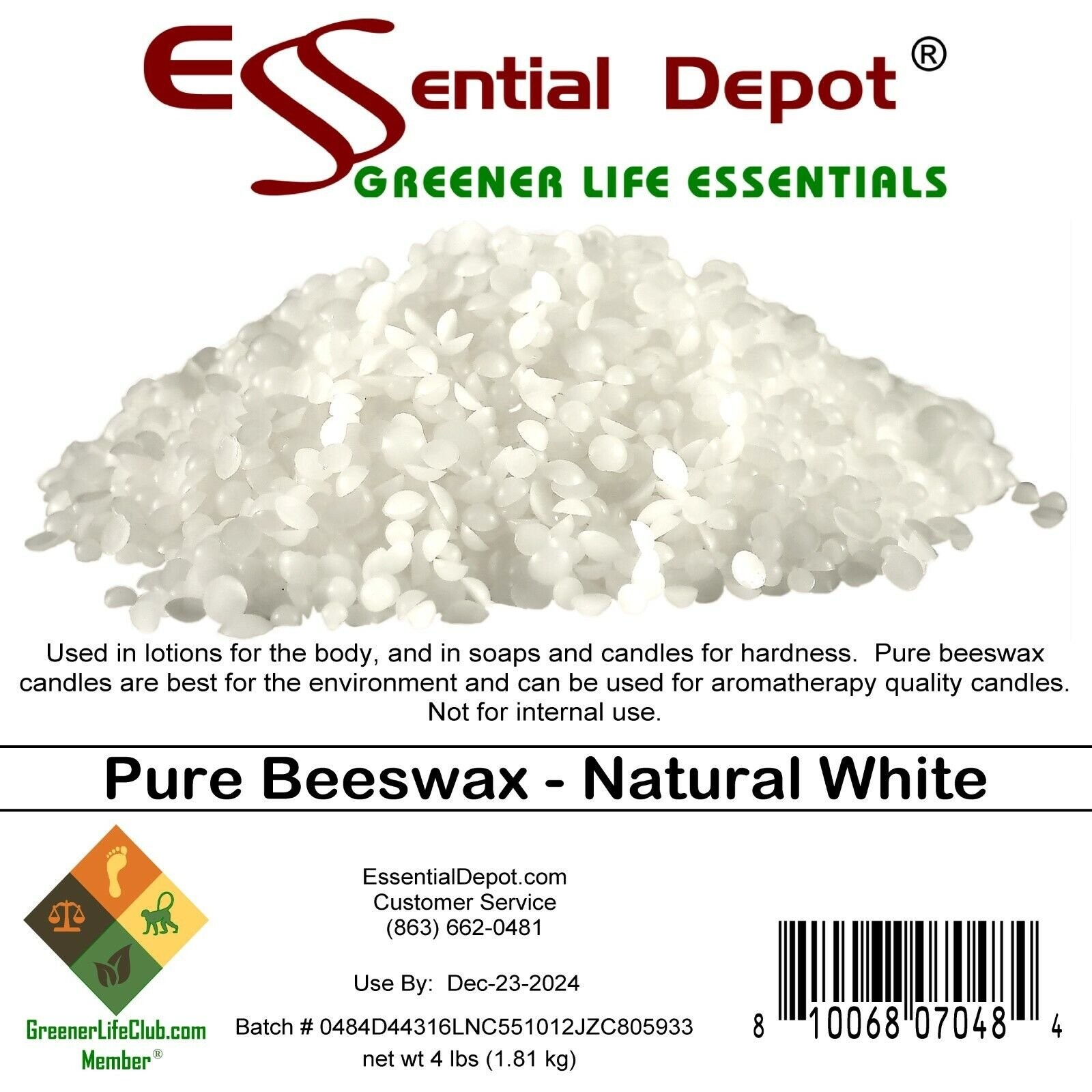 Bees Wax Pastilles Pearls – White- 4 lbs – Greener Life Club Box