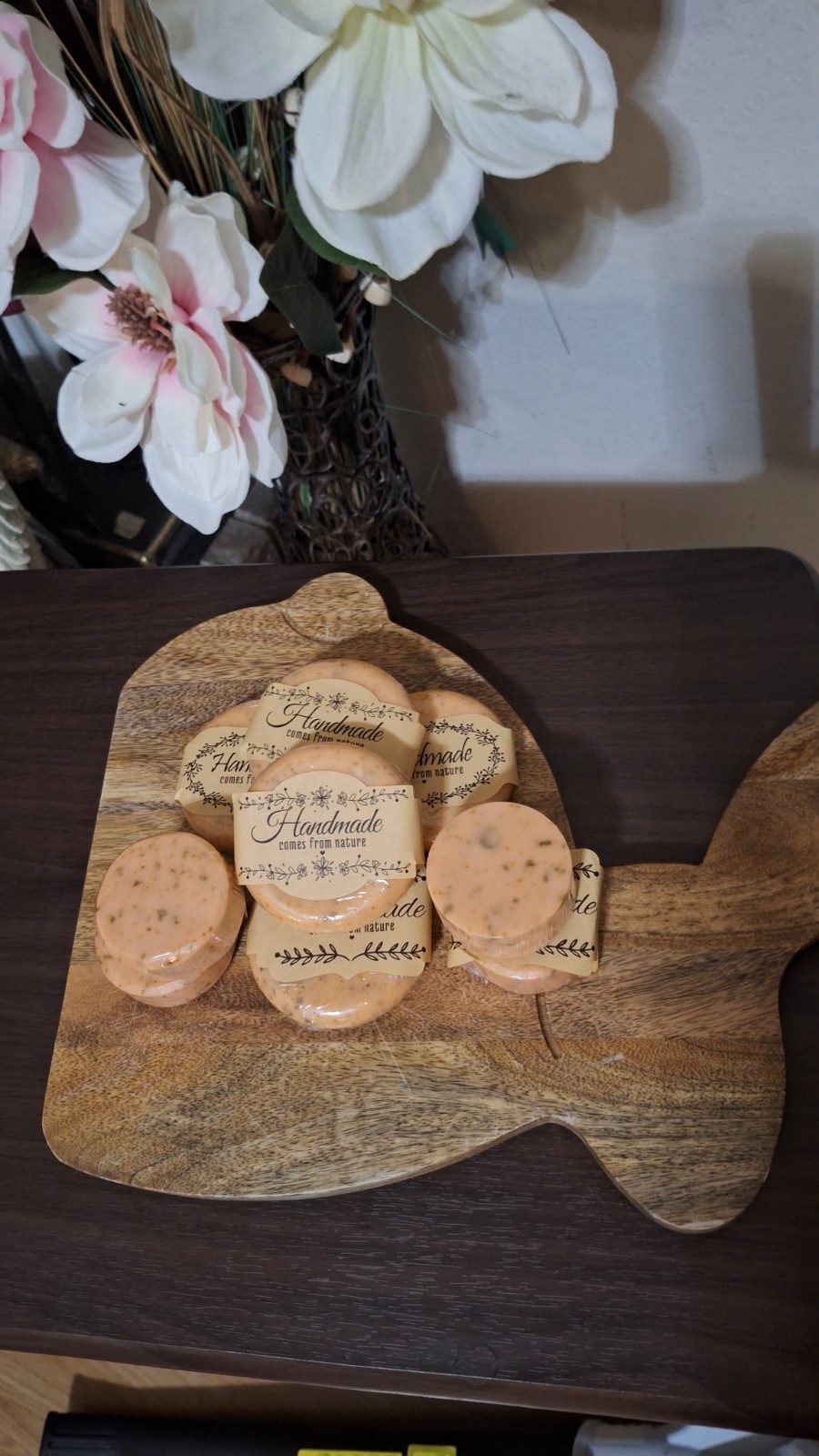 Handmade Speckled Peach Round Body Bar Soap for Men & Women, Body/Hands