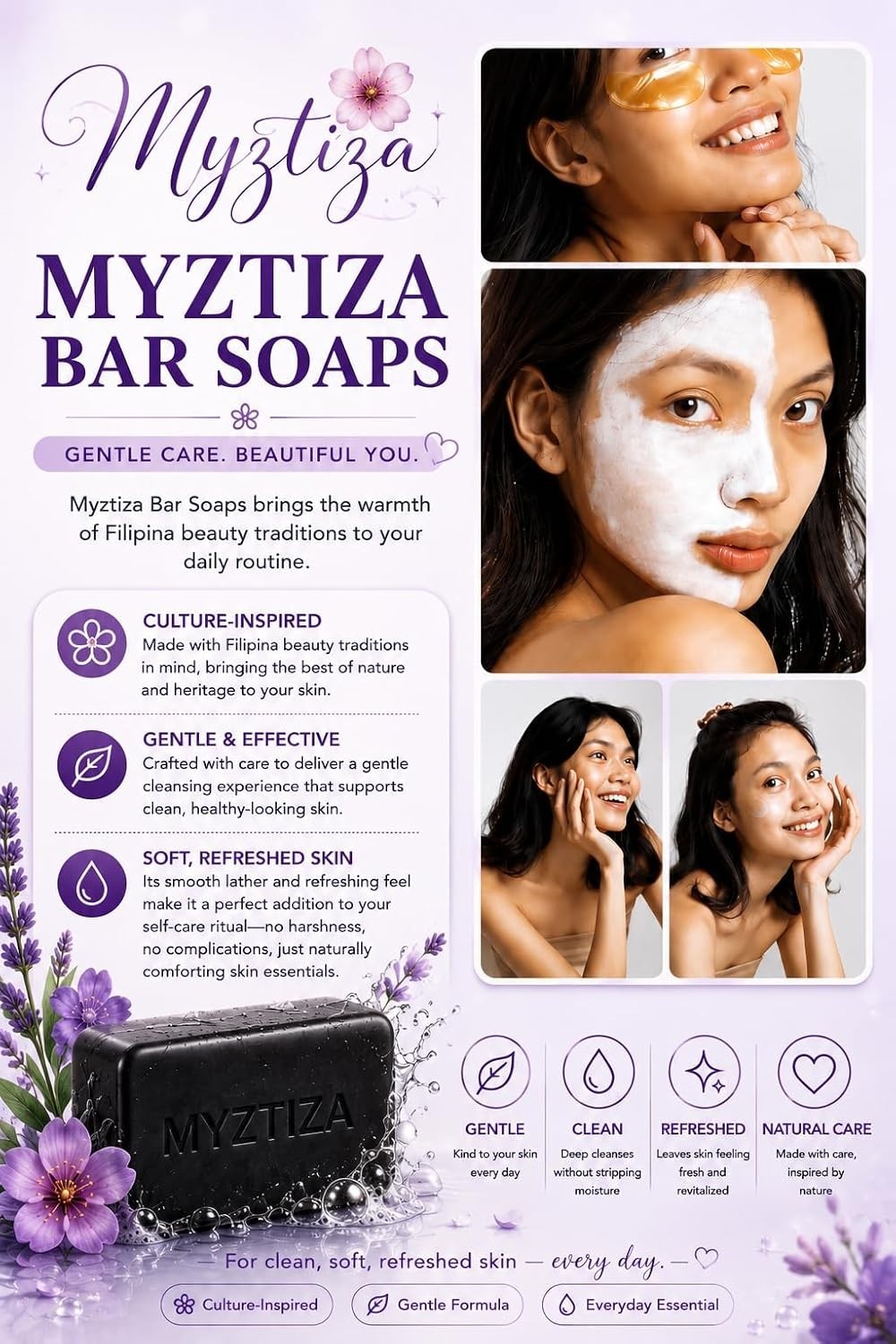 Myztiza Activated Charcoal Bar Soap for Face & Body – 2 Pack 135g Each