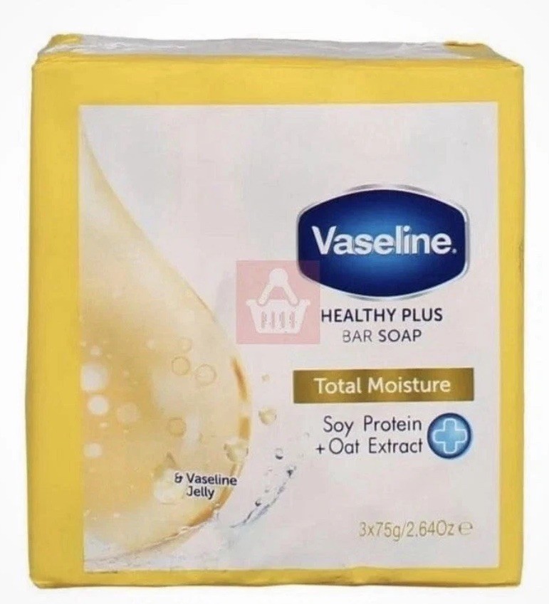 Vaseline Healthy Plus Total Moisture Bar Soap Soy Protein Oat Extract 3x75g