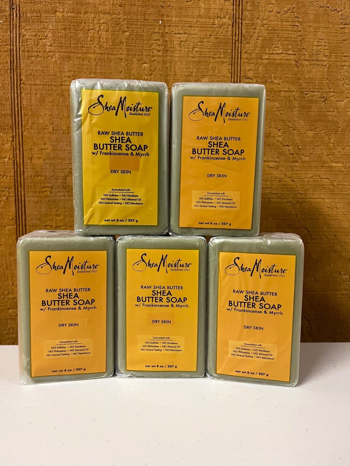 5 Shea Moisture Raw Shea Butter Soap W/ Frankincense & Myrrh Dry Skin 8 Oz. Each
