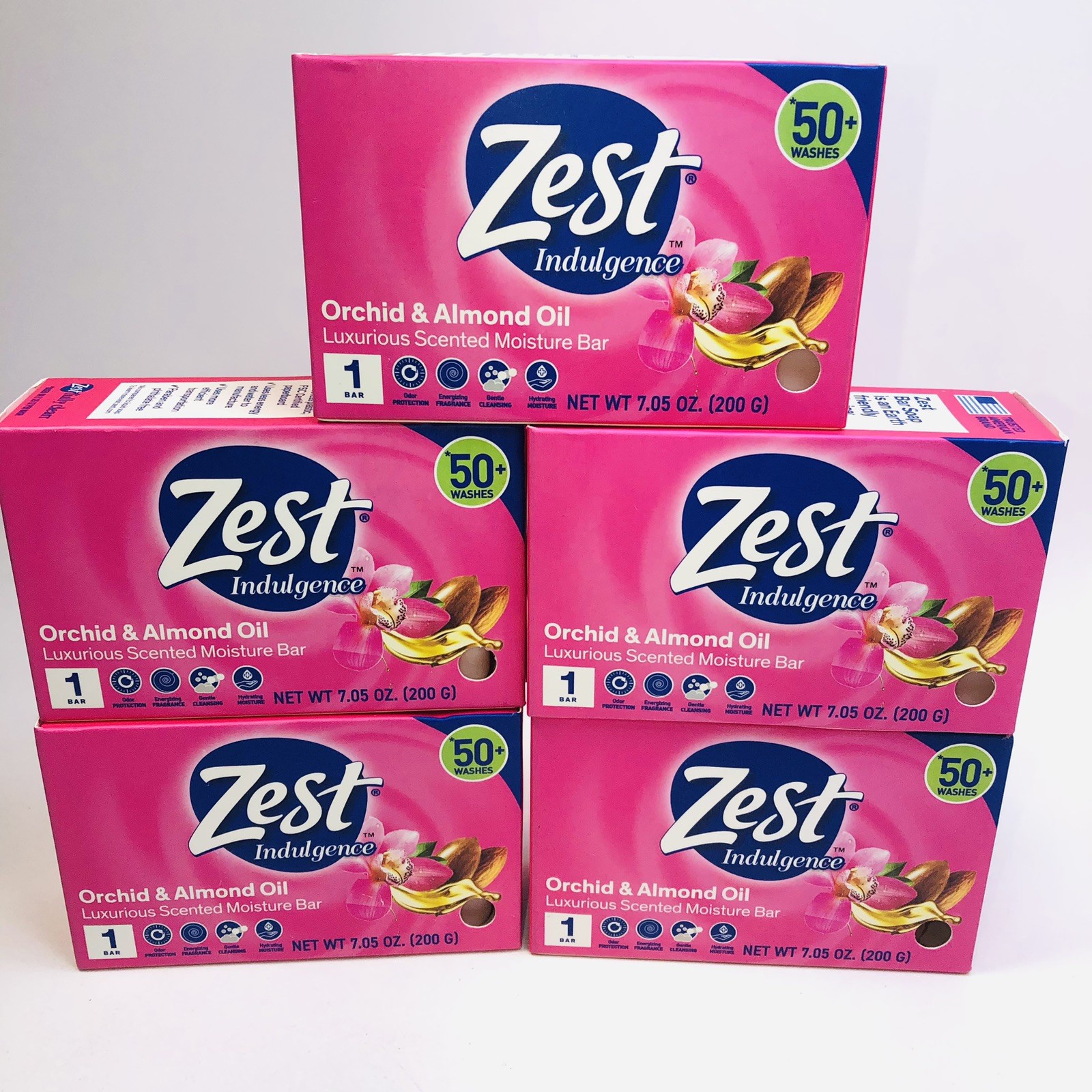 5 ZEST Bar Soap Moisturizing Lush Orchid & Almond Oil Large Bars 7.05oz