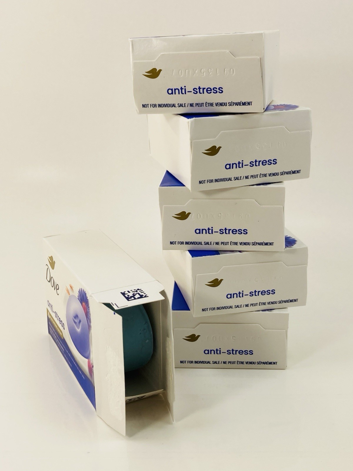 Dove Anti-Stress Beauty Bar Soap 6 Pack Blue Chamomile Oat Milk Moisturizing