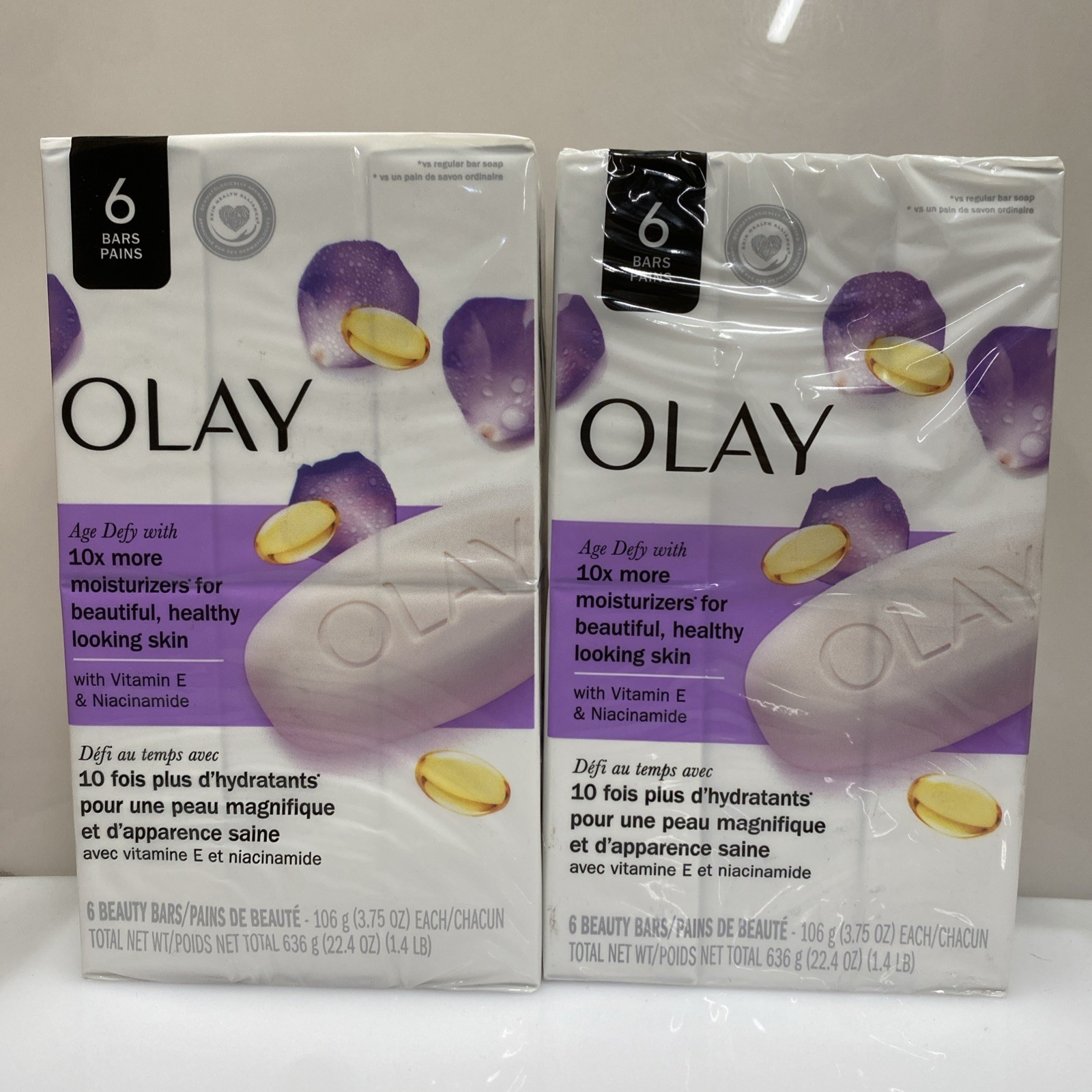 2 X 6Pack OLAY Age Defy Beauty Bar Soap 10X Moisturizers Vitamin E 3.75oz