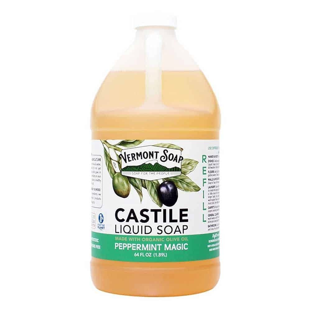 Vermont Castile Soap Peppermint, Gentle Liquid for 64 Fl Oz (Pack of 1)