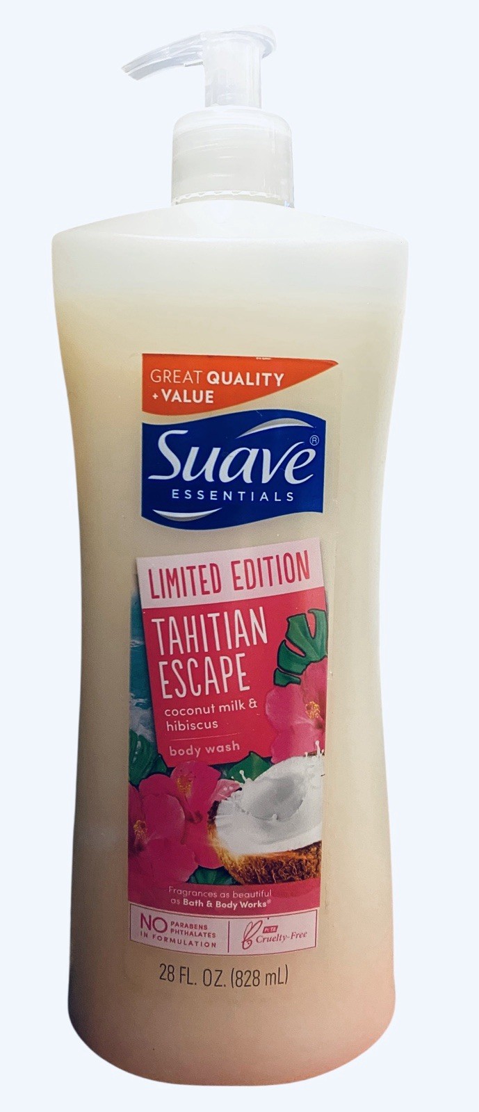 Suave Limited Edition Tahitian Escape Coconut Milk Hibiscus Body Wash 28 fl oz