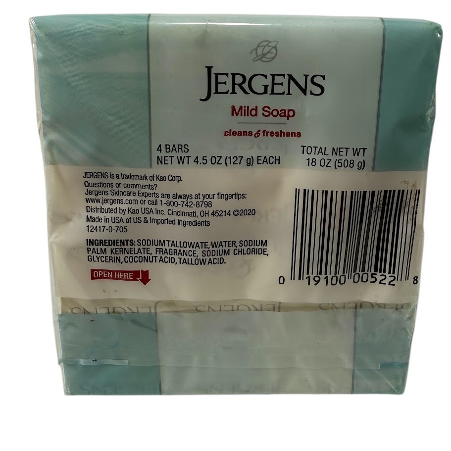Jergens Mild Bar Soap Cleans Gentle 1 pack 4 Bars 4.5oz Discontinued Original