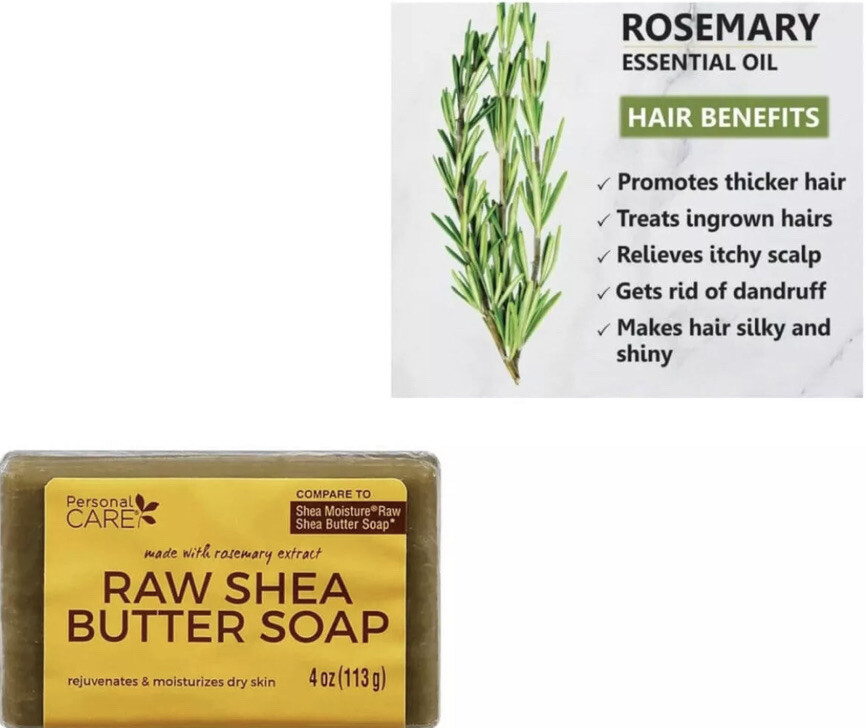 SHIP N 24HR-Raw Shea Butter and Rosemary Bar Soap for Dry Skin and Blemishes-NEW