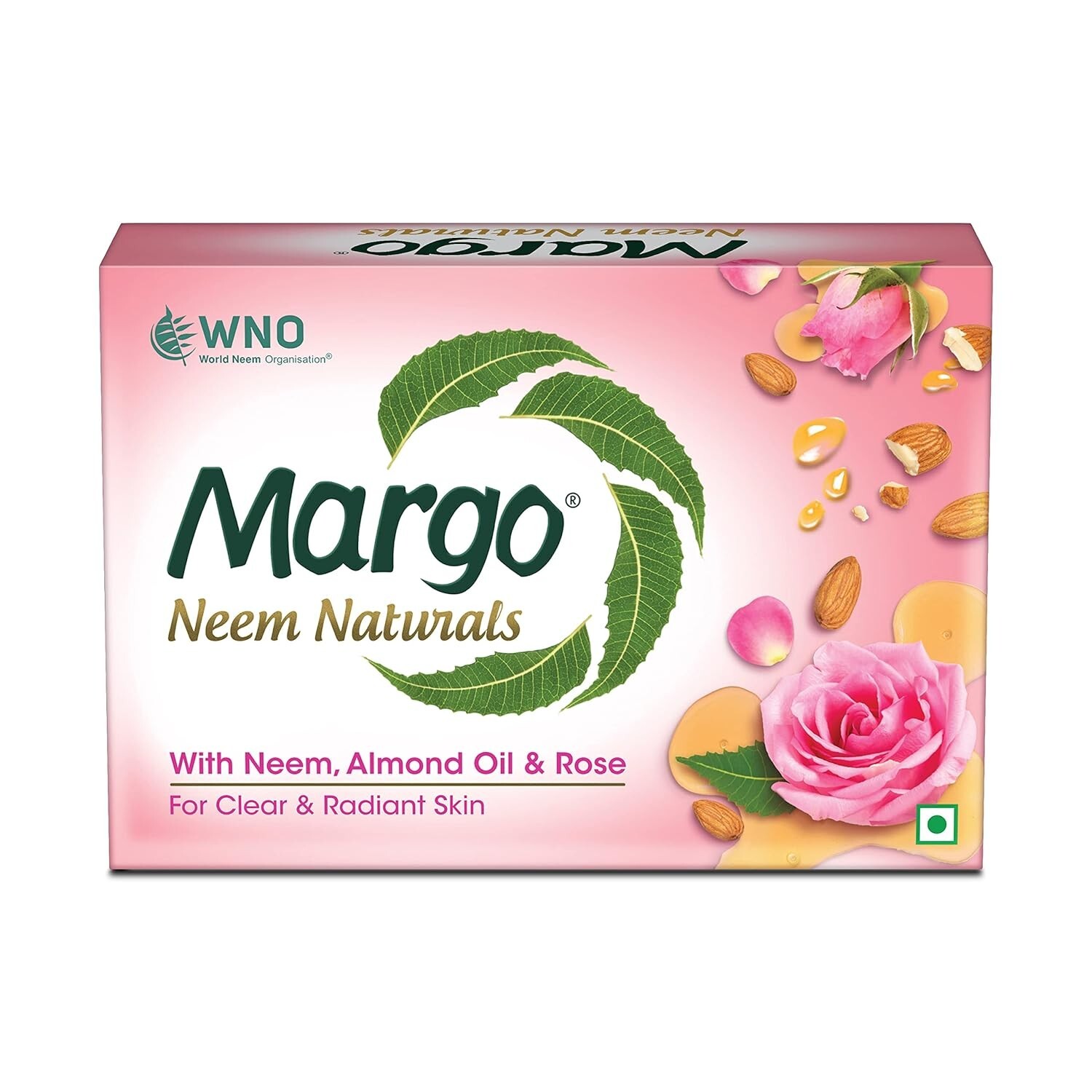 Margo Soap with Neem, Almond Oil & Rose | 500 Gram ( Pack of 5 Soap),