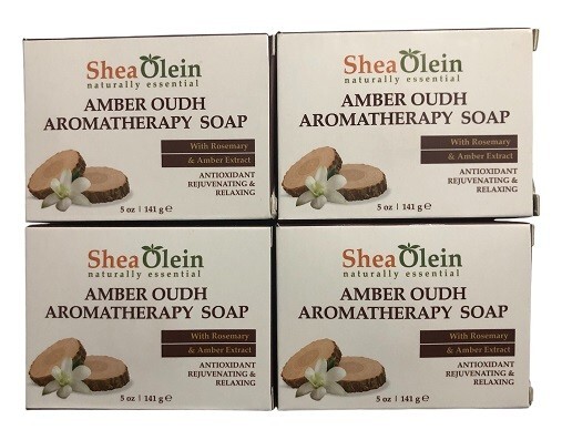 4 Pack – Shea Olein Amber Oudh Aromatherapy Soap – 5oz