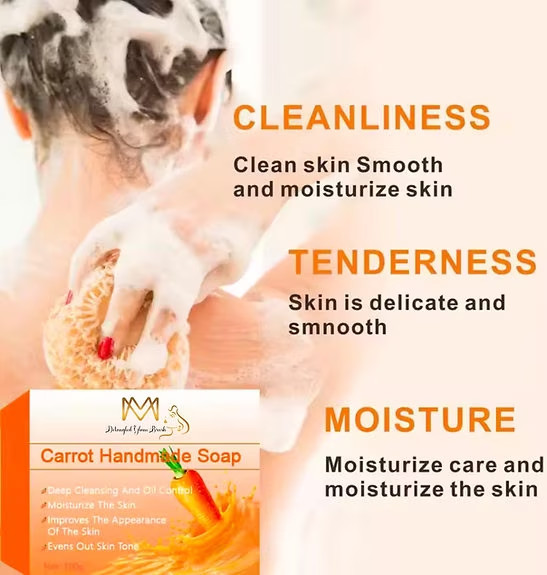 MM Skincare Glam Carrot Soap Deep Cleansing Brightening Bar for All Skin – 100g