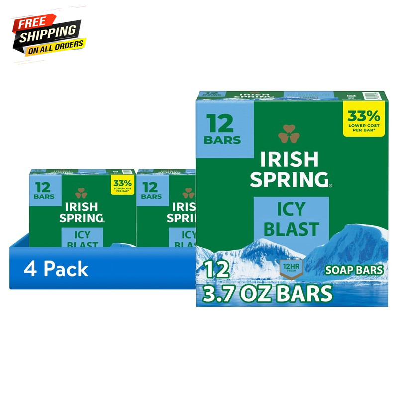 (4 Pack) Bar Soap for Men, Icy Blast Deodorant Bar Soap, 3.7 Oz, 12 Pack ✅ 👈