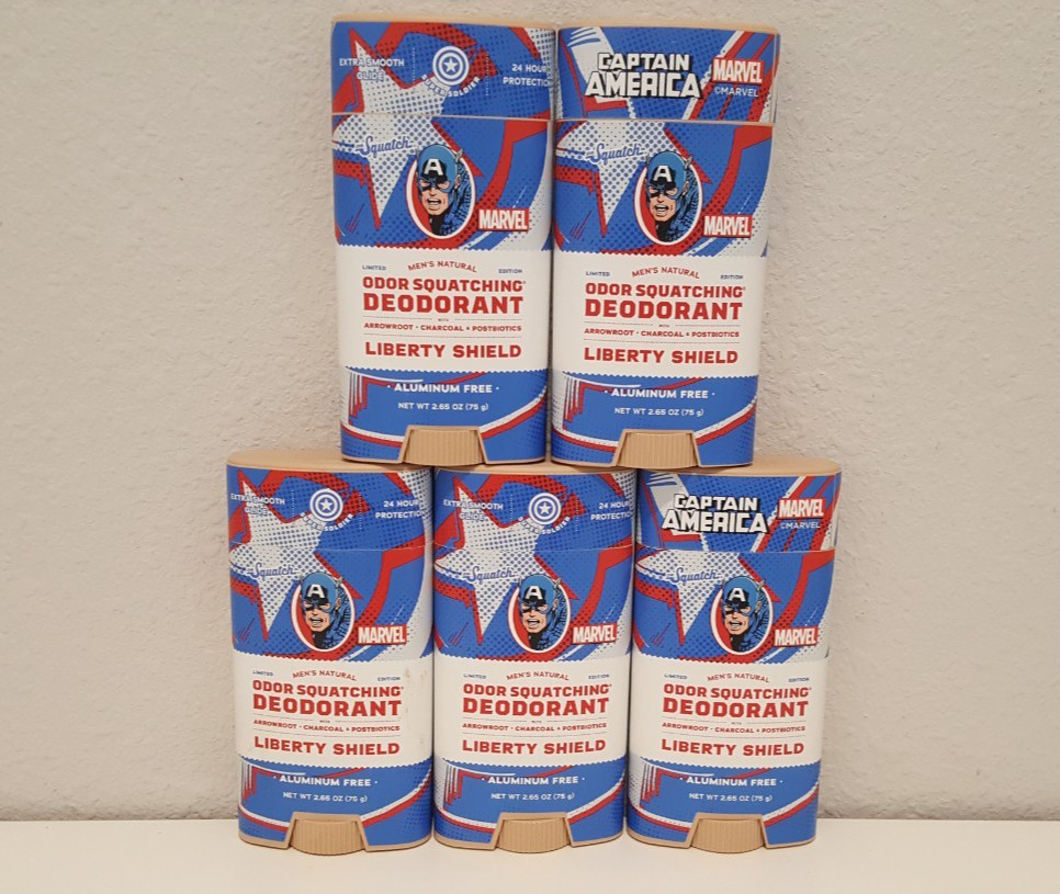 5 Pack – DR. Squatch Men’s CAP. MERICA Edition Deodorant 2.65 fl oz – Soap 5oz
