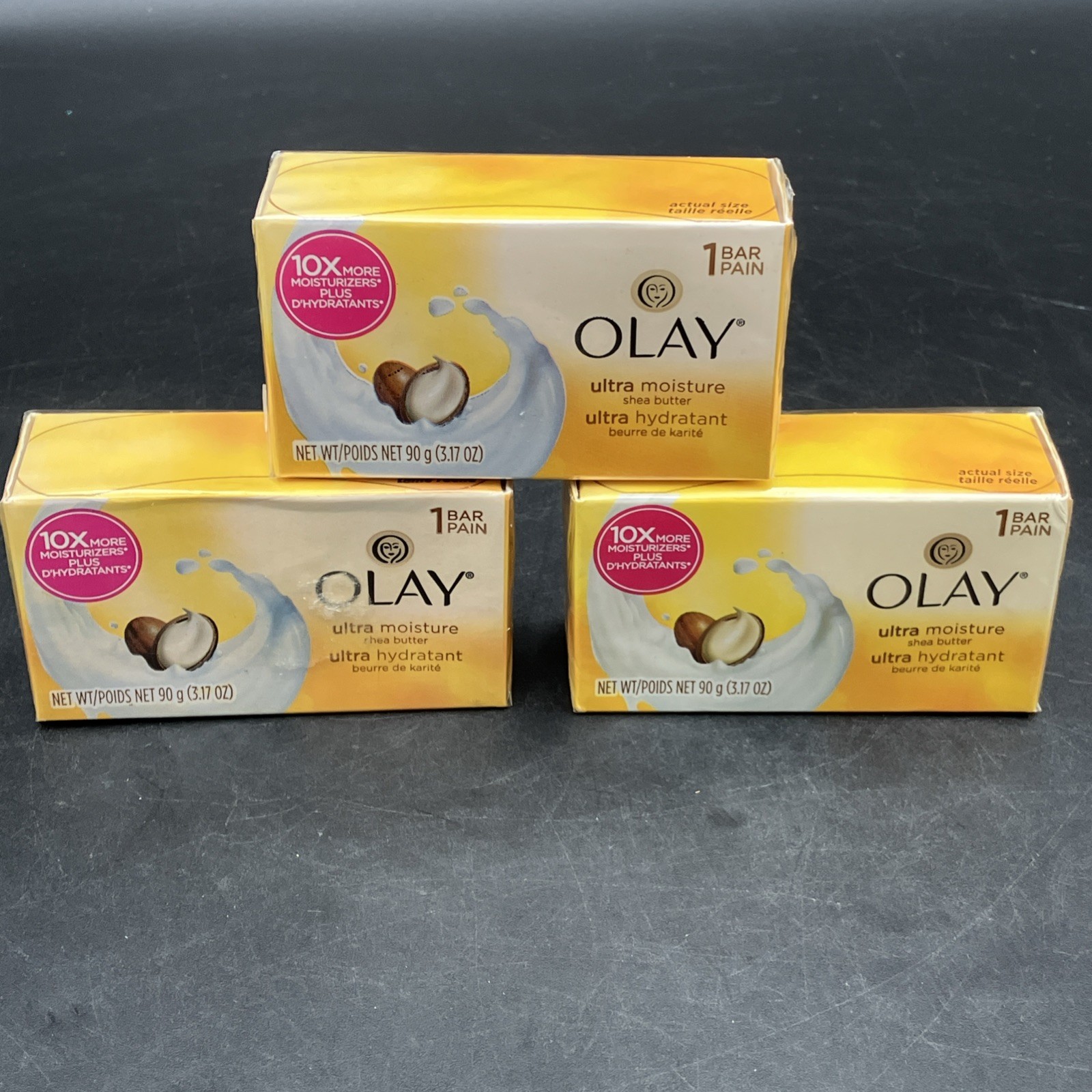 THREE Olay Ultra Moisture With Shea Butter Beauty Bars Soap 3.17