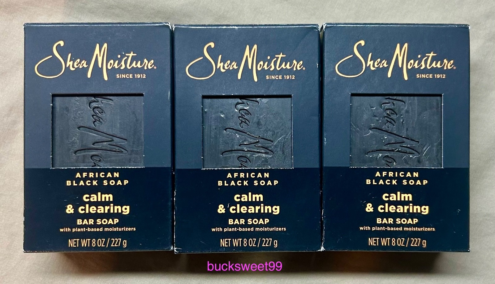 Shea Moisture African Black Bar Soap CALM & CLEARING – 8 oz each – 3 BARS