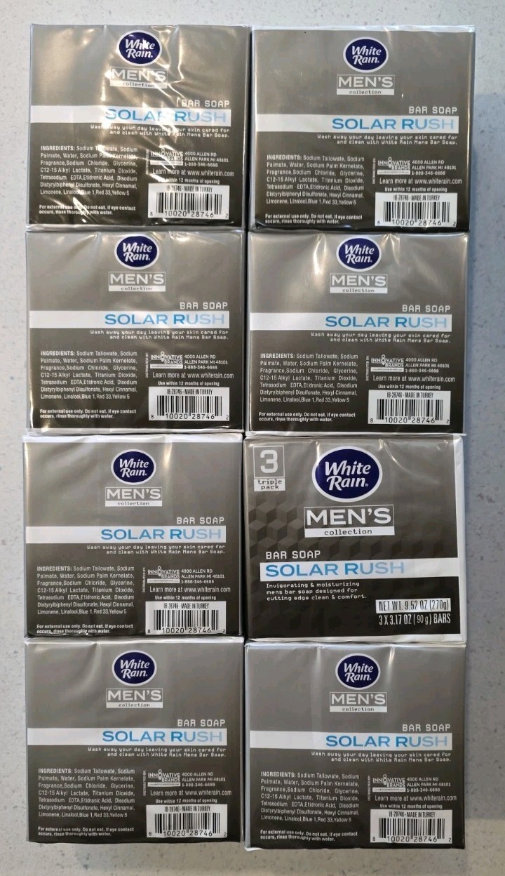 24 Bars White Rain Men’s Collection Solar Rush Bar Soap * 8 3-packs * 3.17oz NEW