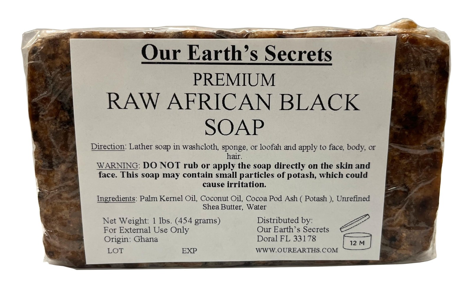 Our Earth’s Secrets Raw African Black Soap, 1 lb. 16 Ounce (Pack of 1)