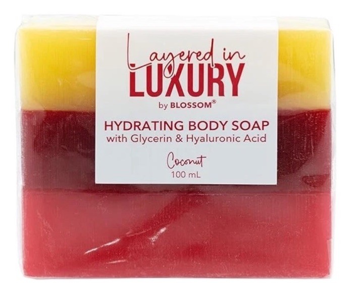2 X Blossom Layered in Luxury Hydrating Body Soap Bars COCONUT + PEACH 100 ml