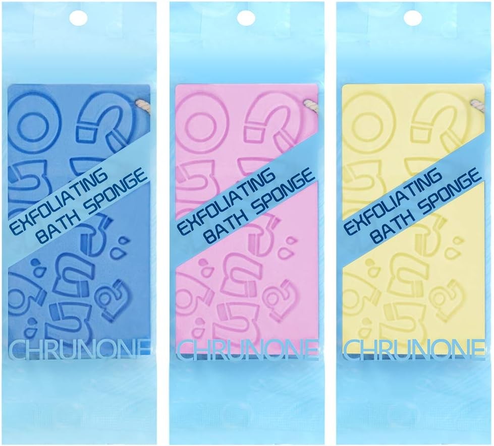 3 pcs Exfoliating Bath Sponge, Sponge for Shower, Dead Yellow,blue,pink