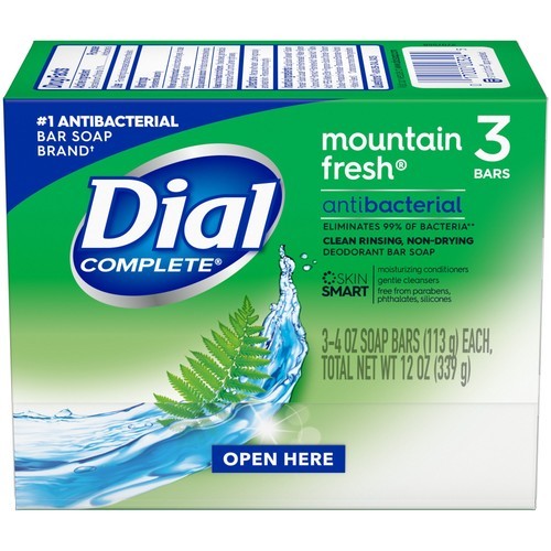 Dial Completee Mountain Fresh Antibacterial Soap 4oz. Bars, 3 Count – Pack of 3