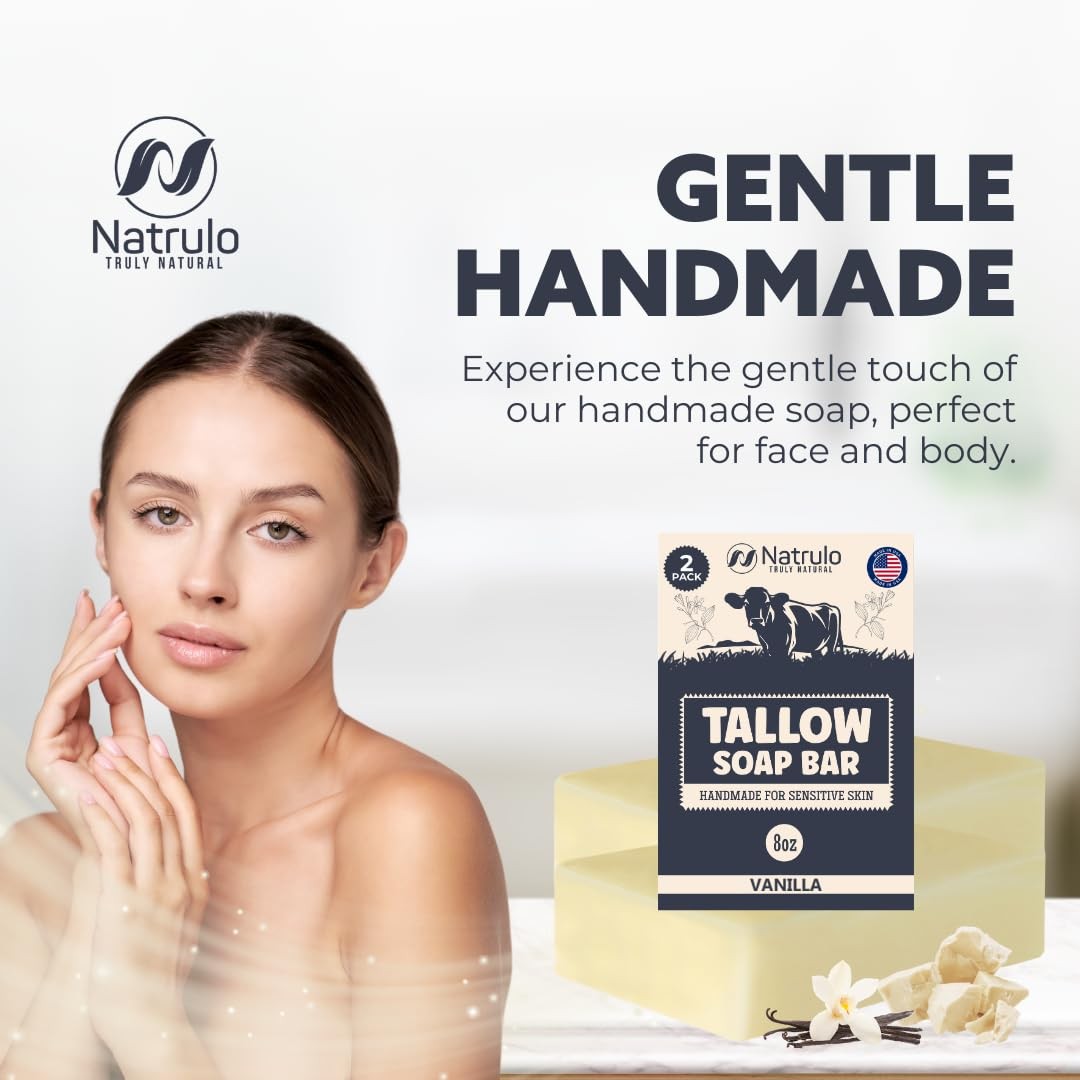 Beef Tallow Soap Bar – All Natural Grass Fed 4 Ounce (Pack of 2)