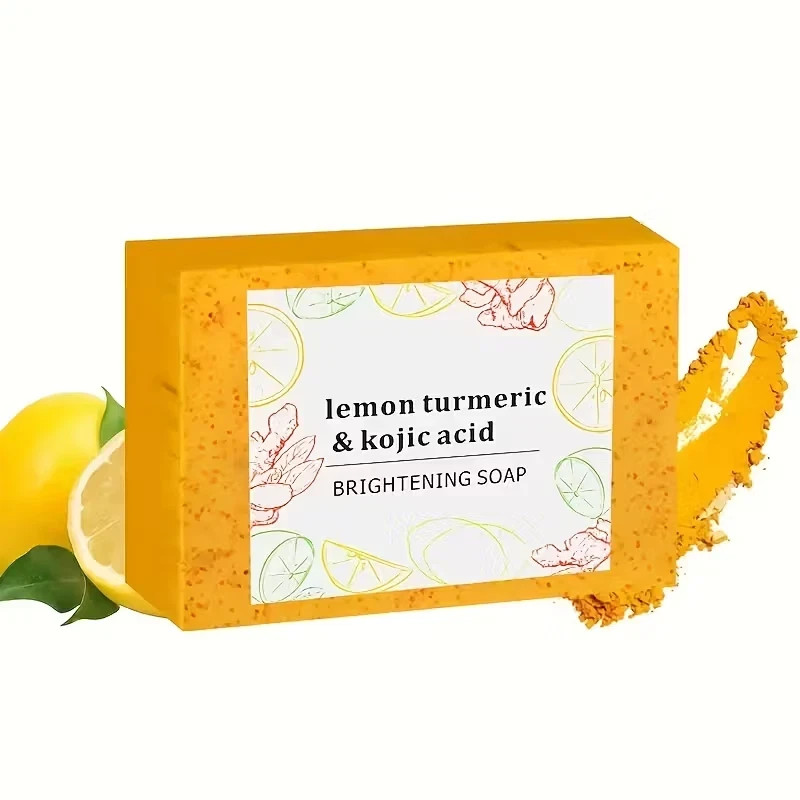 3-Pack Turmeric Glow Soap Bar – Lemon & Kojic Acid, Removing Dark Spots,for acne