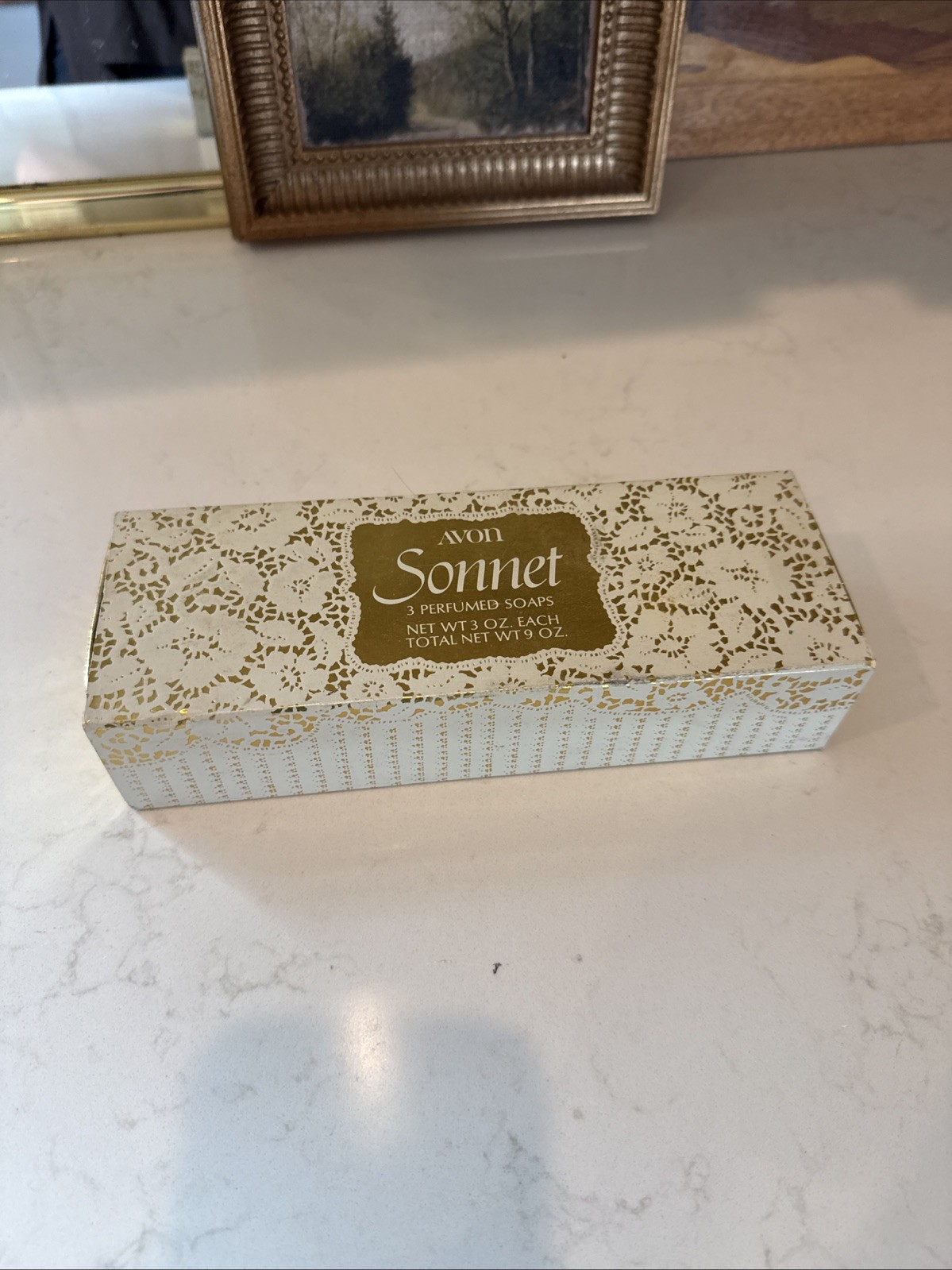Vtg Avon Sonnet Perfumed Soaps 3 oz each, 9 oz total New In Box Artistic