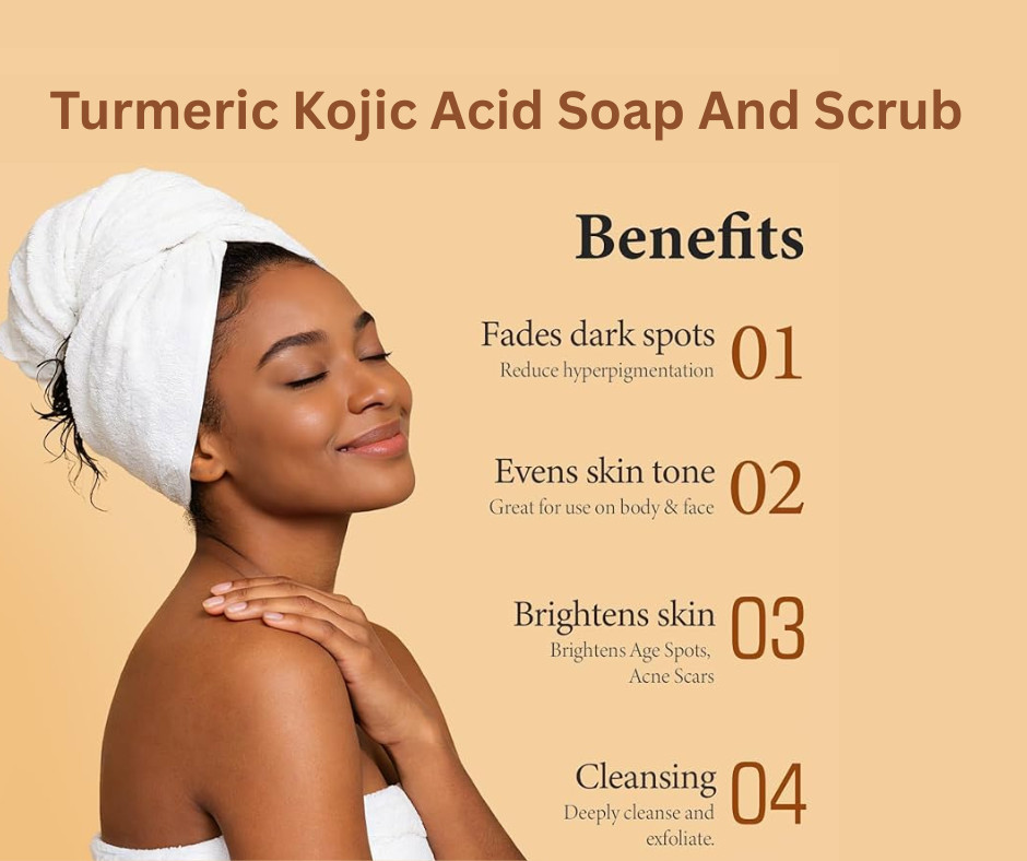 Kojic Acid Dark Spot Remover Soap Bars and Scrub Set of 2 bars + scrub 8.8 oz