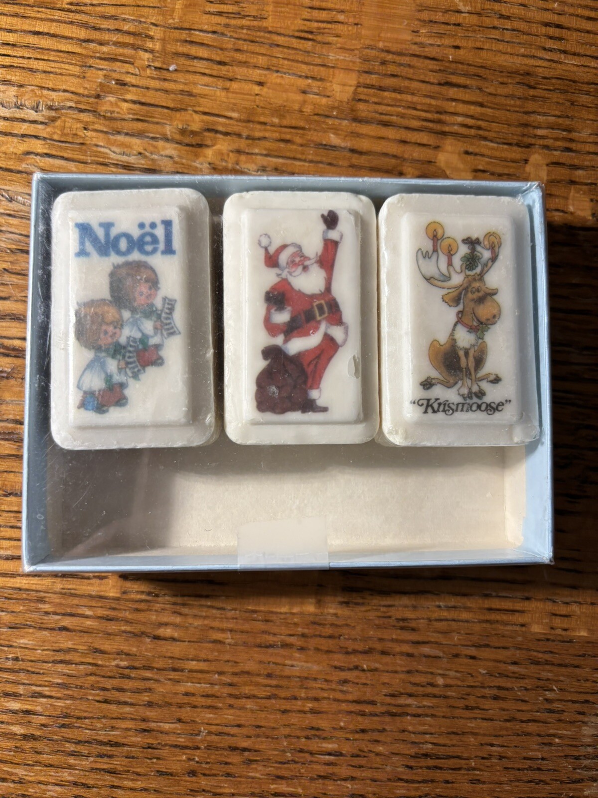KATHERINE GRAY French Milled Soap Vintage Christmas Holly 3 Bars In Original Box
