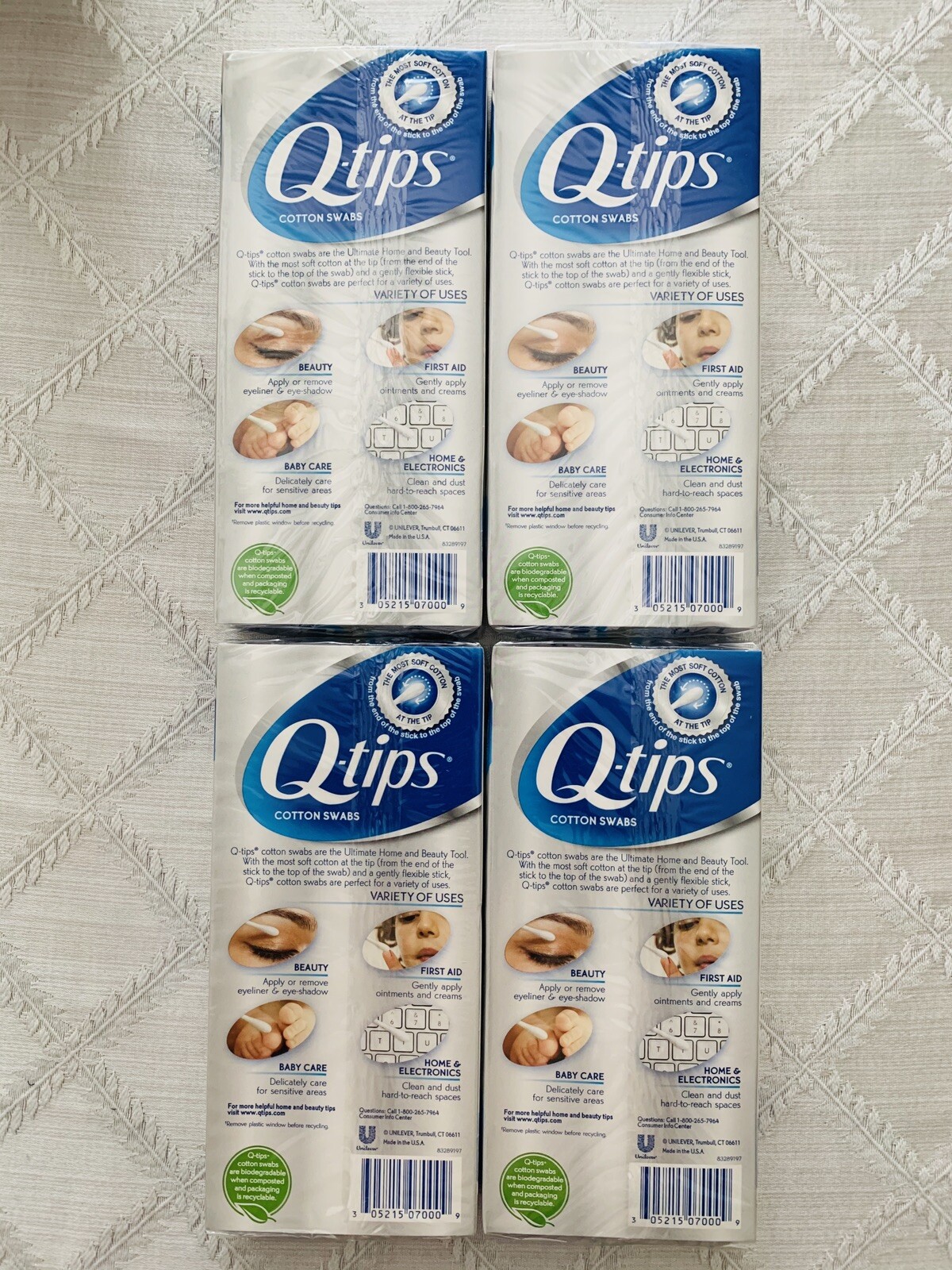 4 PACK COTTON SWABS BY Q TIPS FOR UNISEX 170 PC SWABS EACH 680 TOTAL SWABS