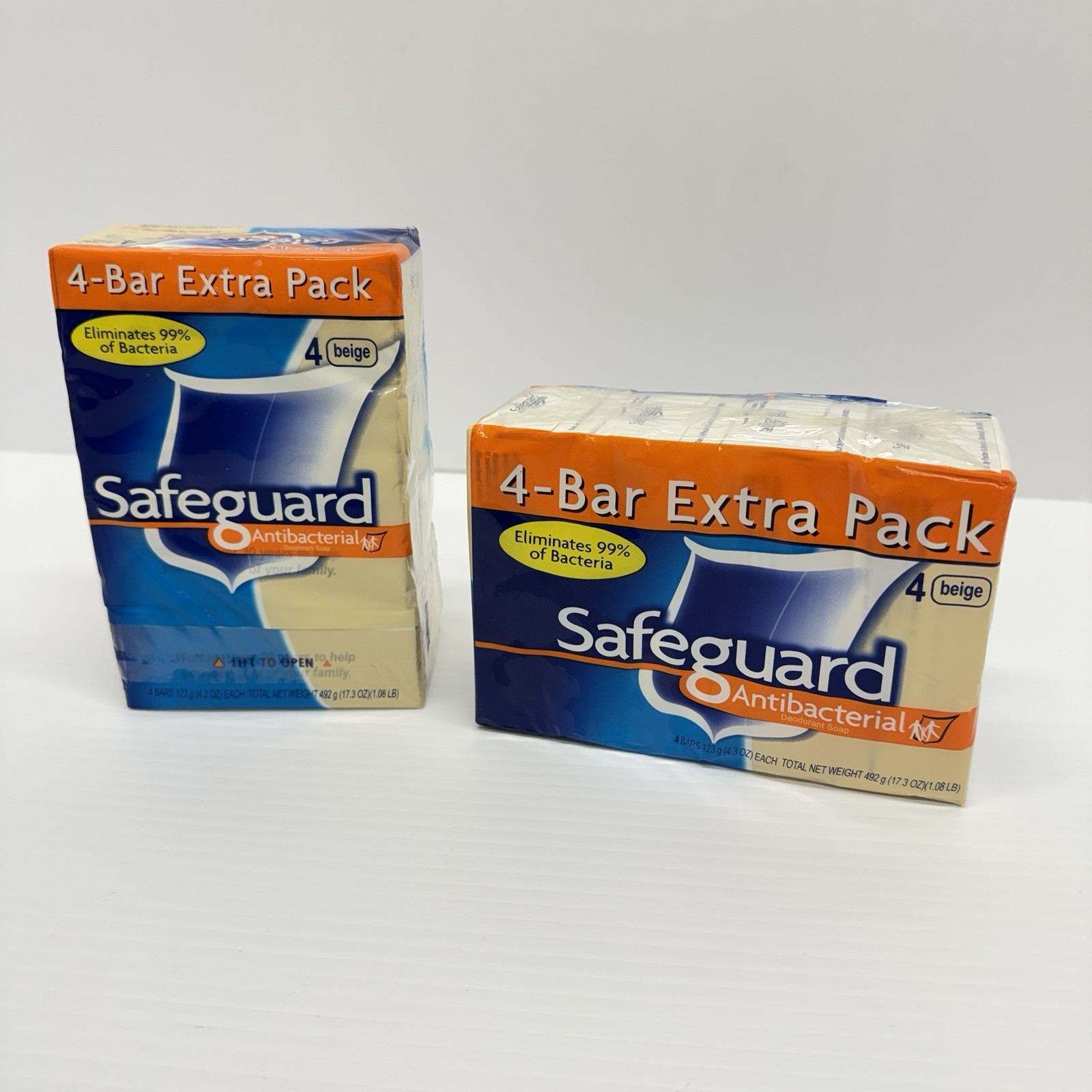 2 Packs Safeguard 4 Bar Extra Pack Soap Beige Sealed NIP 8 Bars