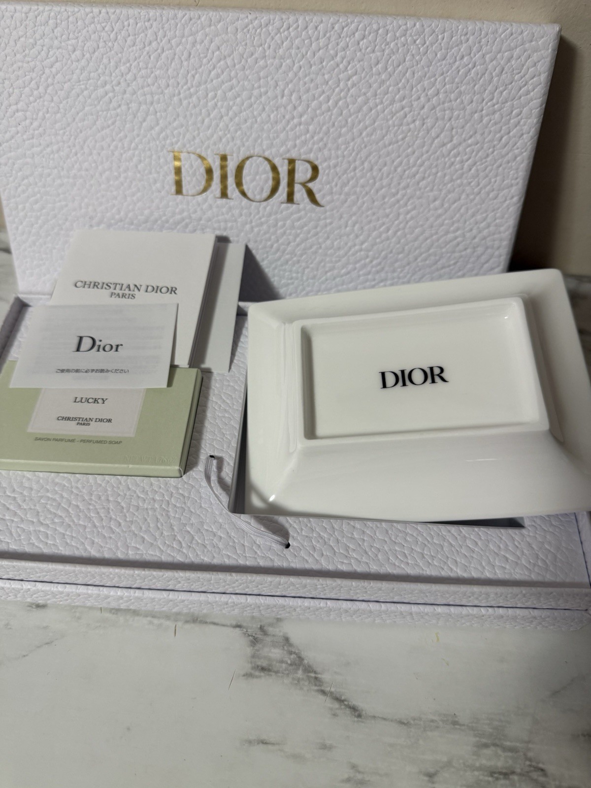 Christian Dior Maison Lucky soap set Soap & Soap Dish Tray Flower Ceramics Gift