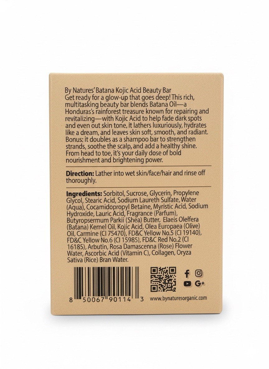 Kojic Acid & Batana Oil Soap Bar For Dark Spots Even Skin Tone Hair & Face 5.5oz