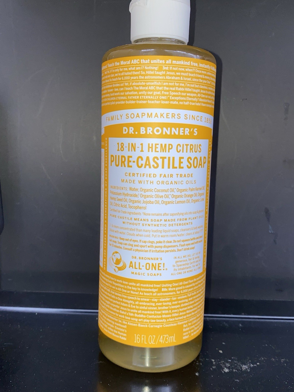 Dr Bronner’s 18-In-1 Hemp Citrus Pure-Castile Soap 16fl oz 473ml