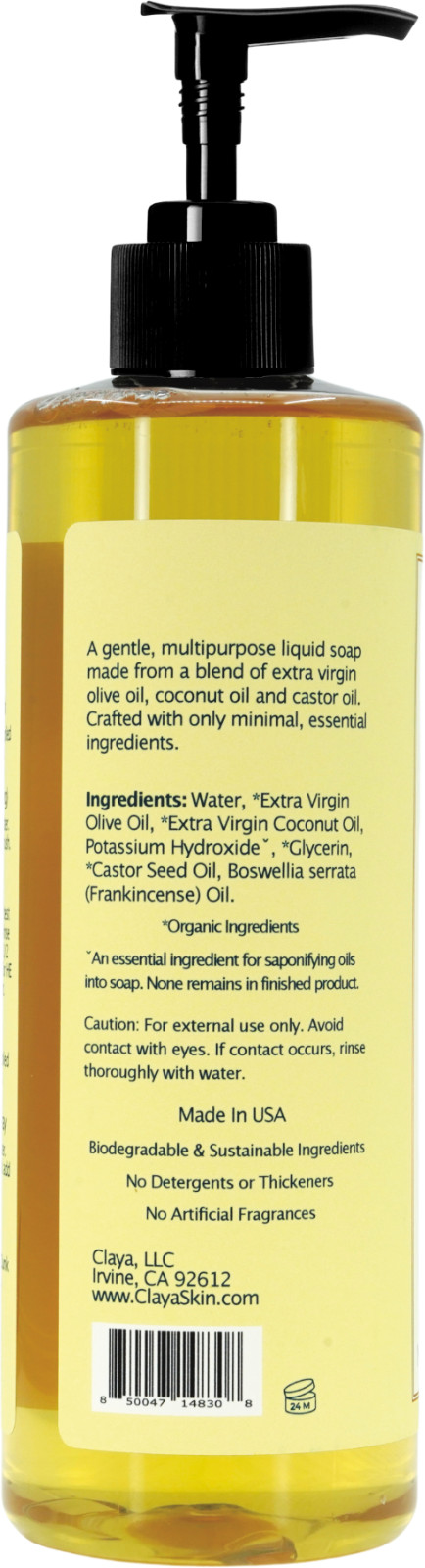 Frankincense Liquid Castile Soap Set – Organic Ingredients, Gentle for skin