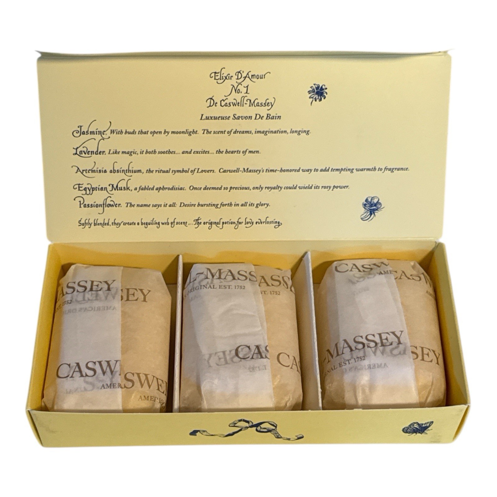 Caswell Massey – Elixir of Love No.1 Bar Soap Box Set of 3 Bars/Cakes
