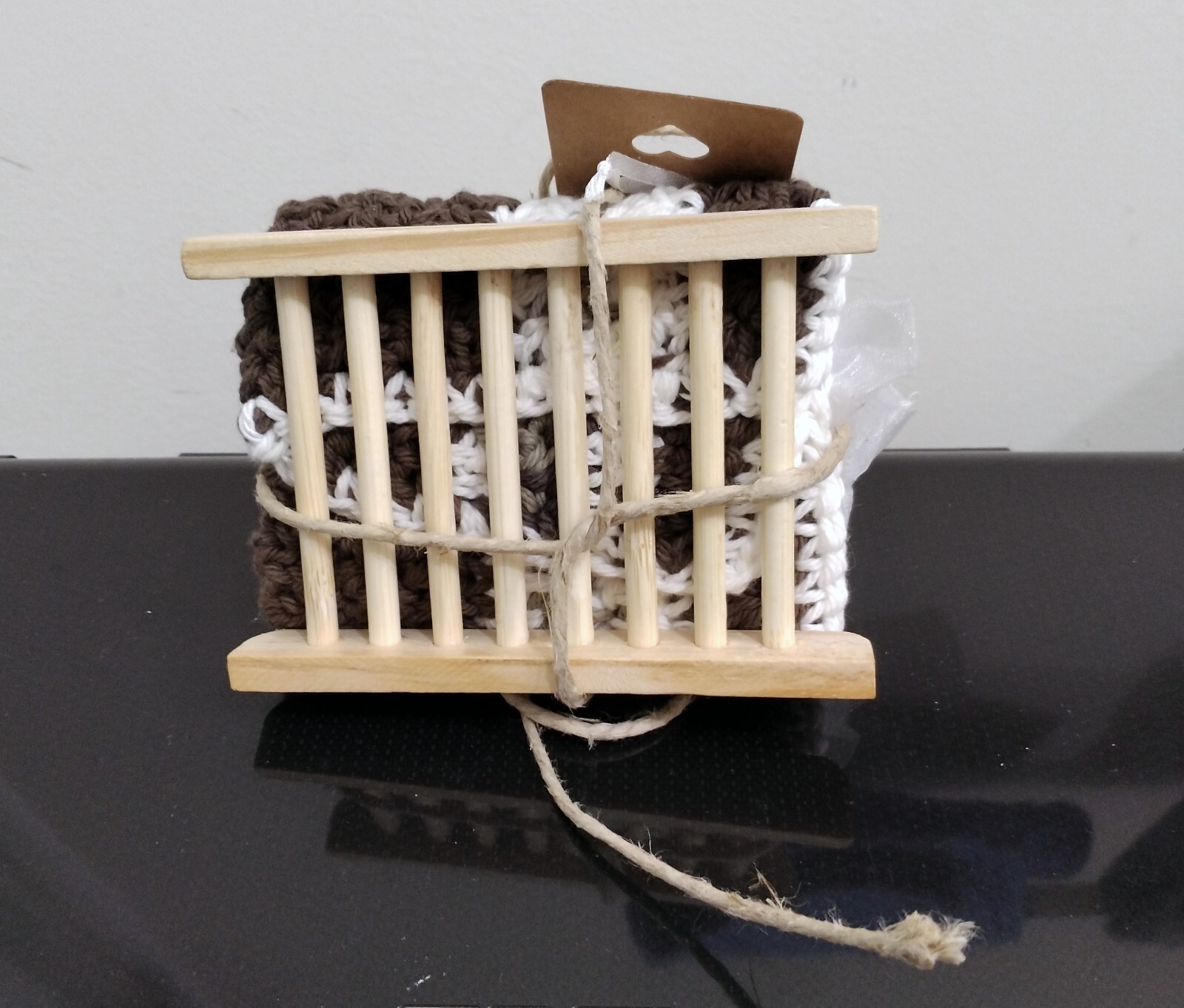 Beer Soap with Hand Made Wash Cloth & Wooden Soap Tray