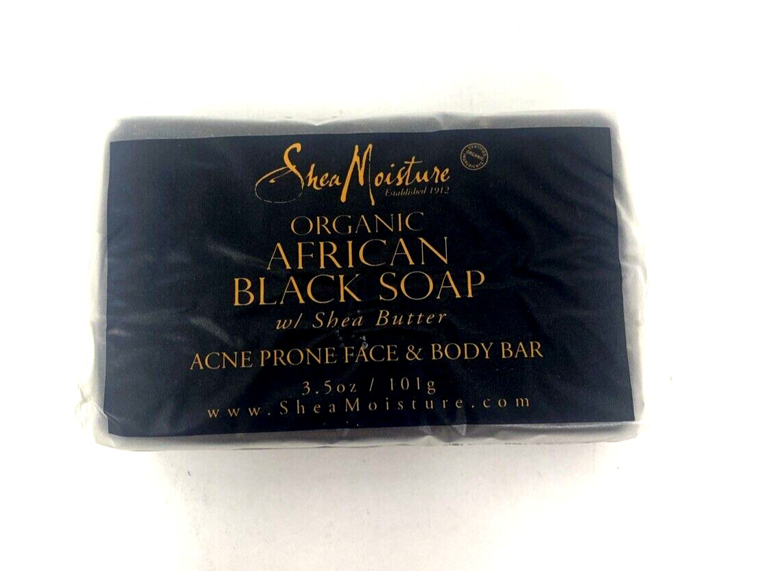 LOT (4) SHEA MOISTURE AFRICAN BLACK SOAP BLEMISH-PRONE FACE & BODY SOAP 3.5 OZ