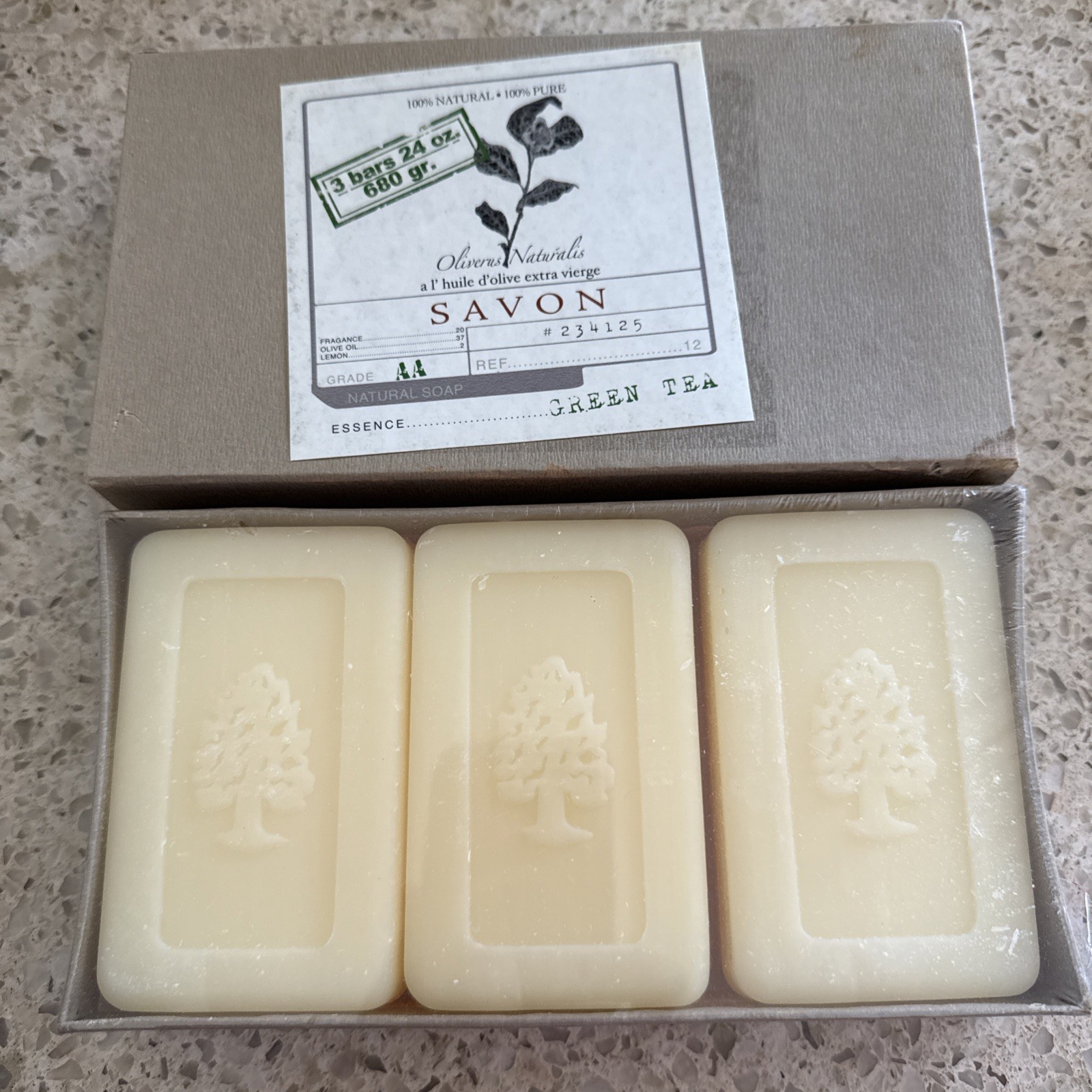 Green Tea Olivia Care Natural Olive Oil Bar Soap, 3 Bars 8oz Ea, Triple Milled