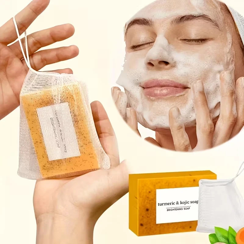 3-Pack Turmeric Glow Soap Bar – Lemon & Kojic Acid, Removing Dark Spots,for acne