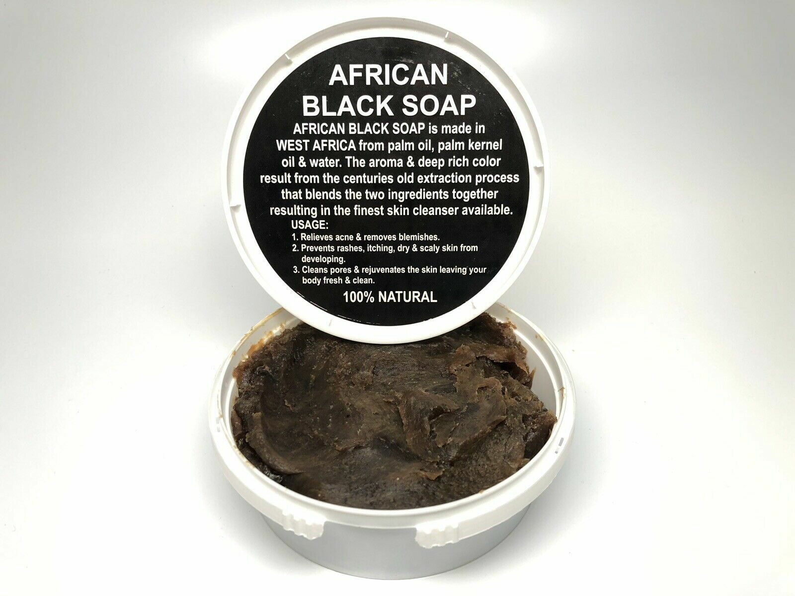 Raw African Black Soap Paste 100% Pure & Natural Unrefined Organic Ghana 8 oz.