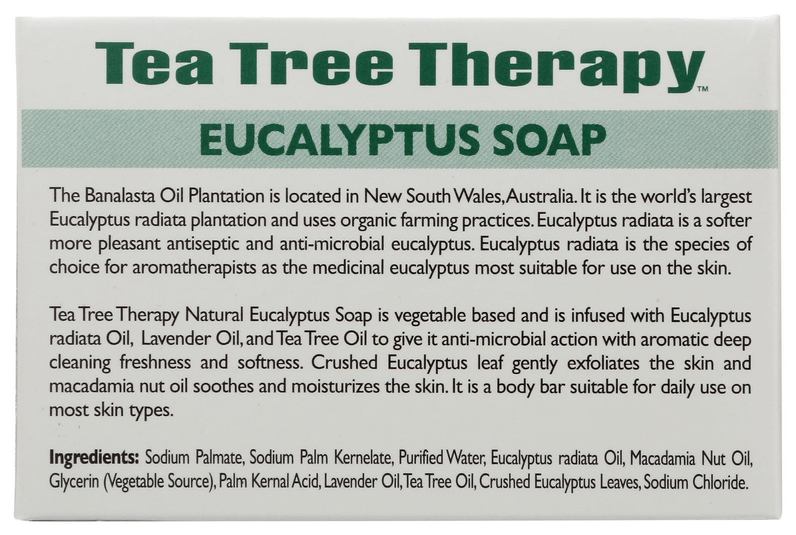 Tea Tree Therapy Eucalyptus Soap Vegetable 3.5 Ounce (Pack of 1), No Color