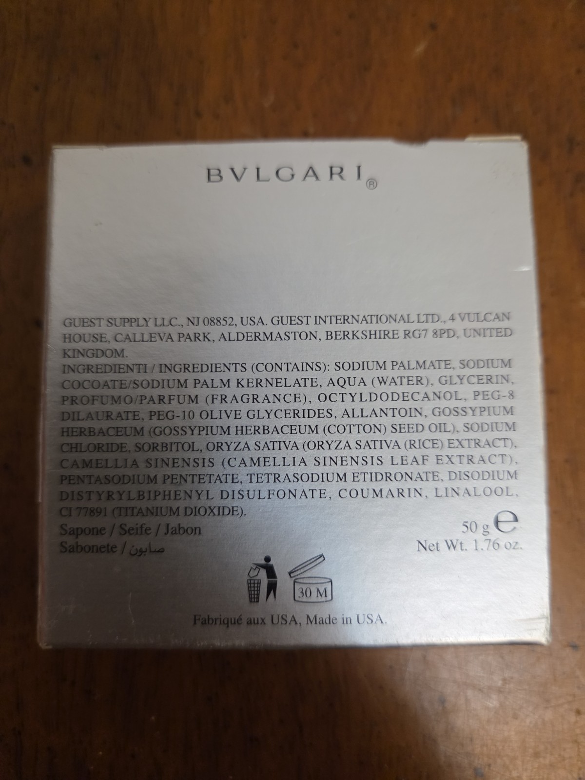 Bvlgari Eau Parfumee Au The Blanc Savon Soap Bar 2.6 OZ NEW