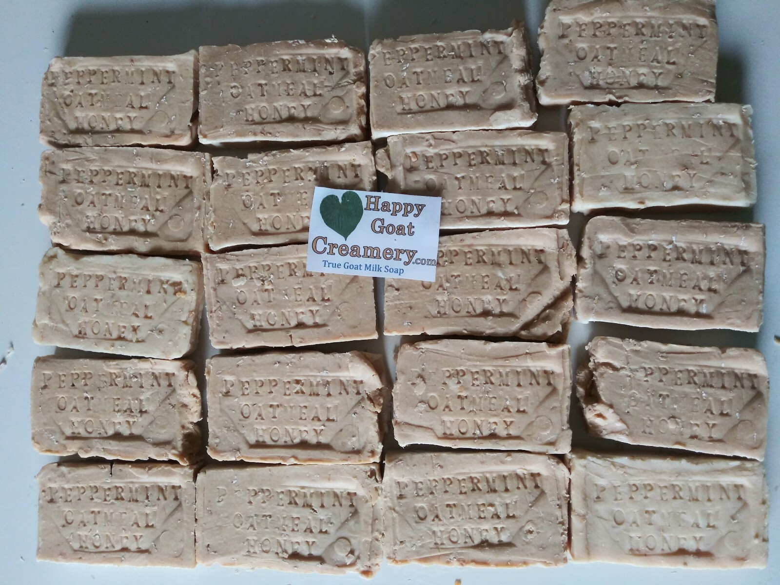 20 BARS RAW GOAT MILK SOAP PEPPERMINT OATMEAL & HONEY HAPPY GOAT CREAMERY CHEAP