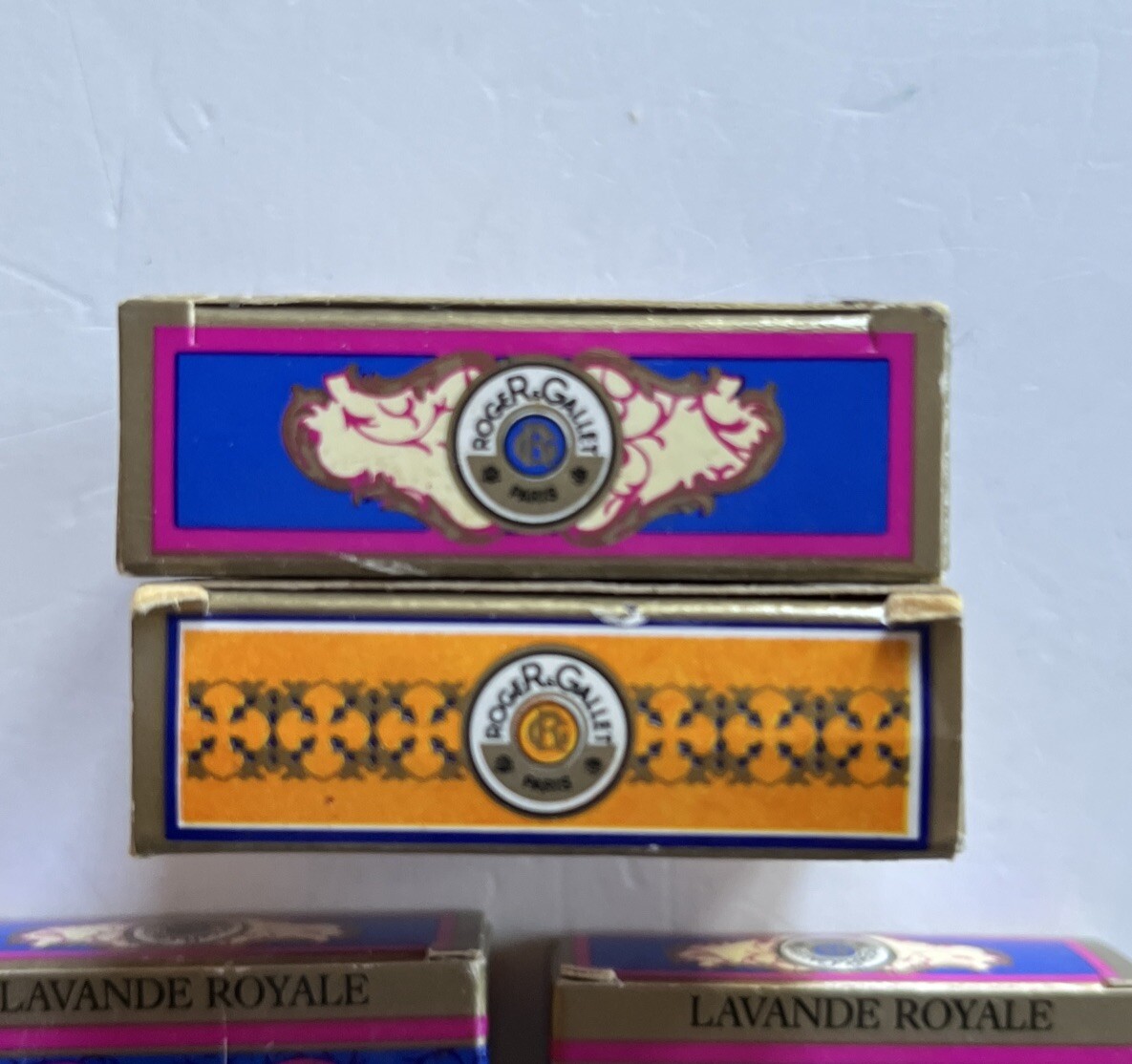 Roger & Gallet Paris Lot Of 4 Soaps (3 Lavender 1 Bouquet) All 0.9 OZ. NOS Vtg.