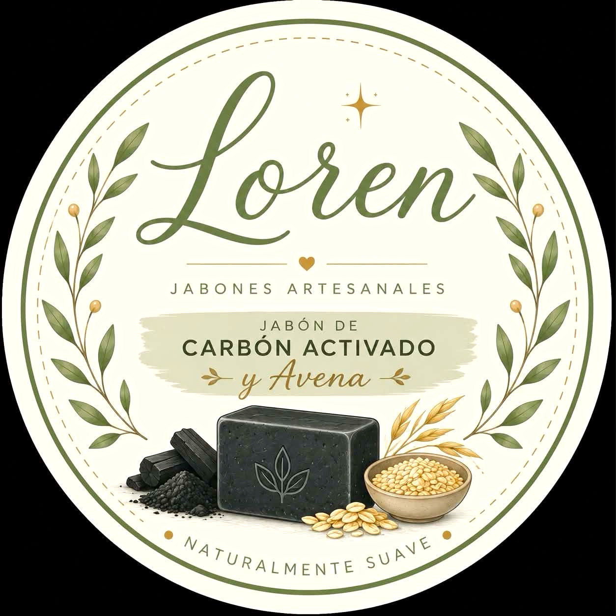 Loren Jabones Artesanales Coconut Charcoal & Oatmeal Bar Soap All Natural