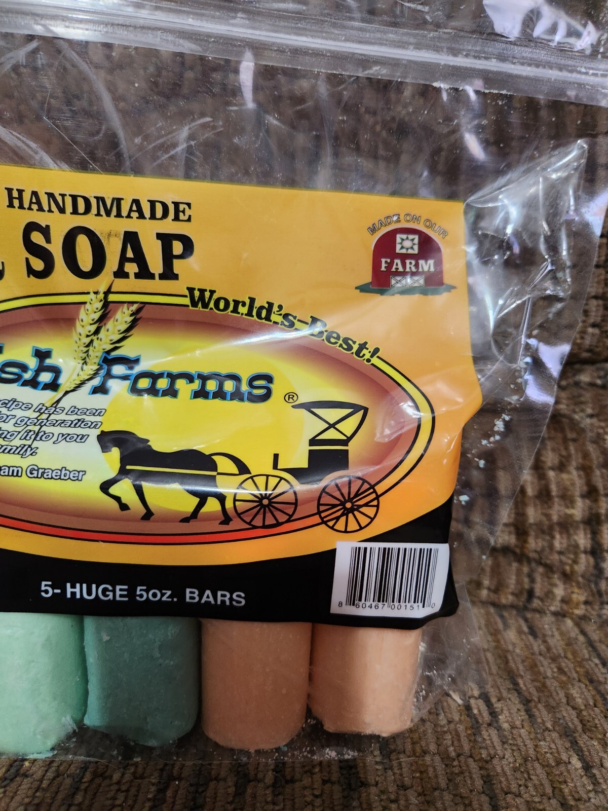 Amish Farm Bar Soap Pack Of 5 Huge Bars 5oz Each Soap Made In USA Scented