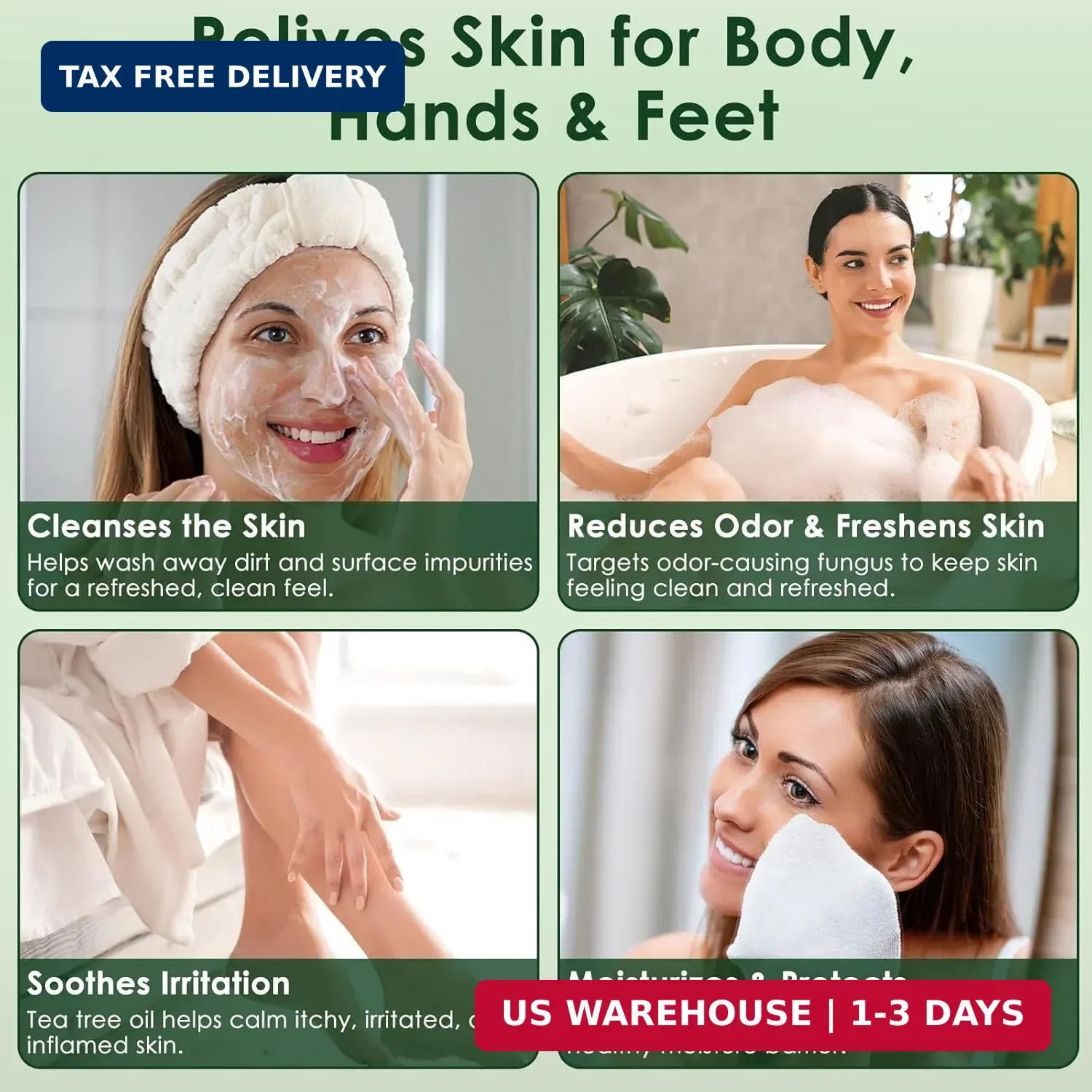 Antifungal Soap, Tea Tree Antifungal Soap Bar for Back Acne, Athlete’s Foot, Tin