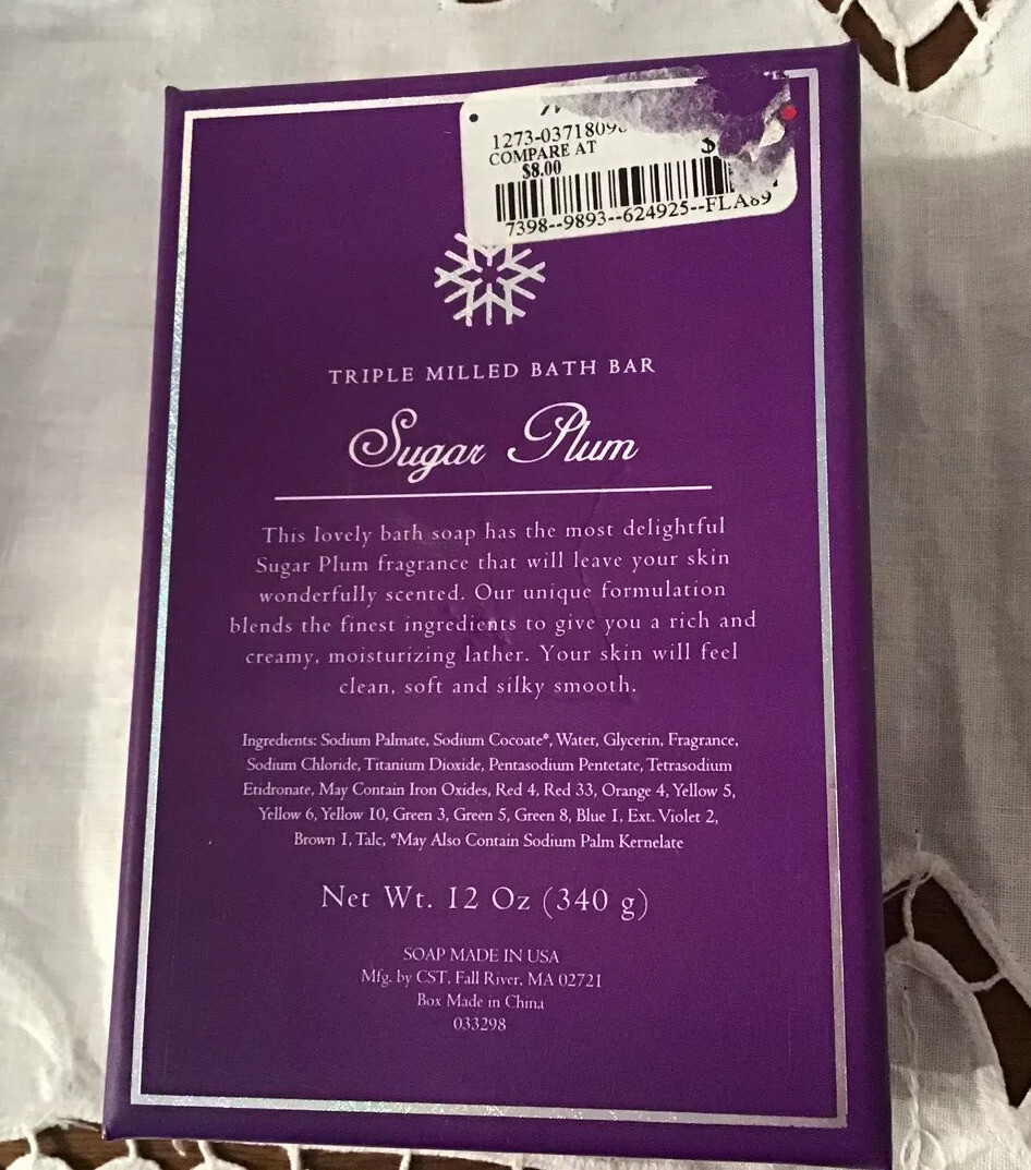 CST Commonwealth Sugar Plum Moisturizing Bath Soap Bar 12 Oz XL Boxed USA