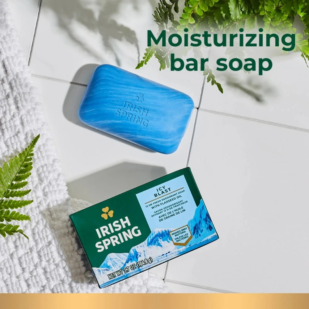 Irish Spring Icy Blast Bar Soap for Men x [6 Pack], Fresh Cooling 3.7 oz